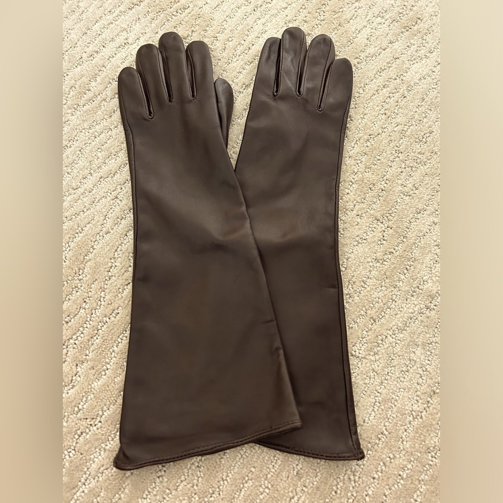 Vintage Long Brown Leather Gloves